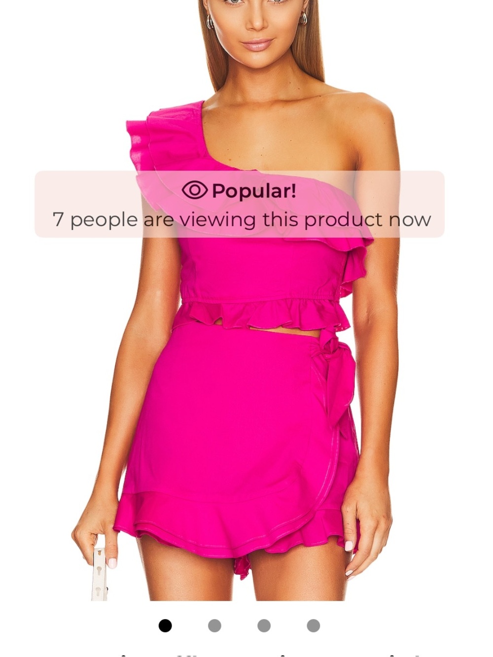 Show Me Your Mumu Fuchsia One-Shoulder Ruffle Crop Top & Skirt Set